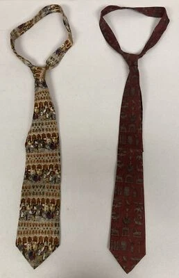 Exclusive Museum of Fine Arts Boston Necktie Tie, Lot of 2, 100% Silk. Foto 1 de 4
