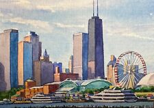Watercolor Painting Chicago Illinois ACEO Art No.214