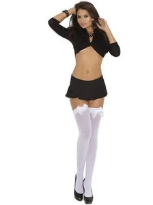 Elegant Moments EM-1708 Opaque Thigh Hi with Satin Bow - Picture 1 of 5