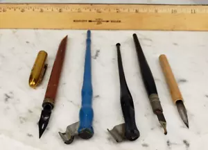 5x Vintage Fountin Pen Zaner Bloser Col's Blue Dip Pen Holder Calligraphy Eagle - Picture 1 of 13