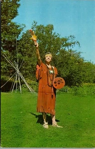 Vintage Postcard Native American Indian Princess White Flower Grafton MA 1968 - Bild 1 von 4