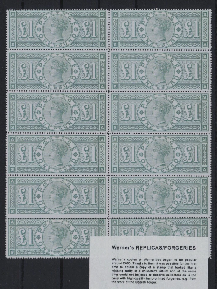 FALSIFICACIÓN - FALSIFICACIÓN/RÉPLICA de Werner de 1891 QV - £1 verde Foto 1 de 1