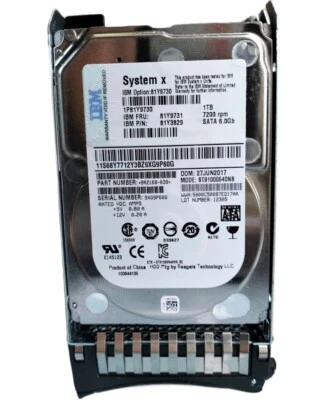 IBM 1TB 7200 RPM 6G 2.5" SATA Nearline Hot Swap HDD 81Y9731 81Y9730 - Image 1 of 4