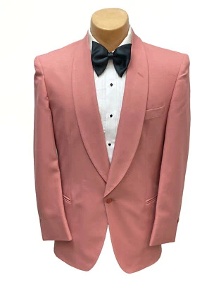 Traje Chaqueta Chal Solapas Retro Vintage Años 80 43S Raffinati Rosa Salmón Para Hombre Foto 1 de 4