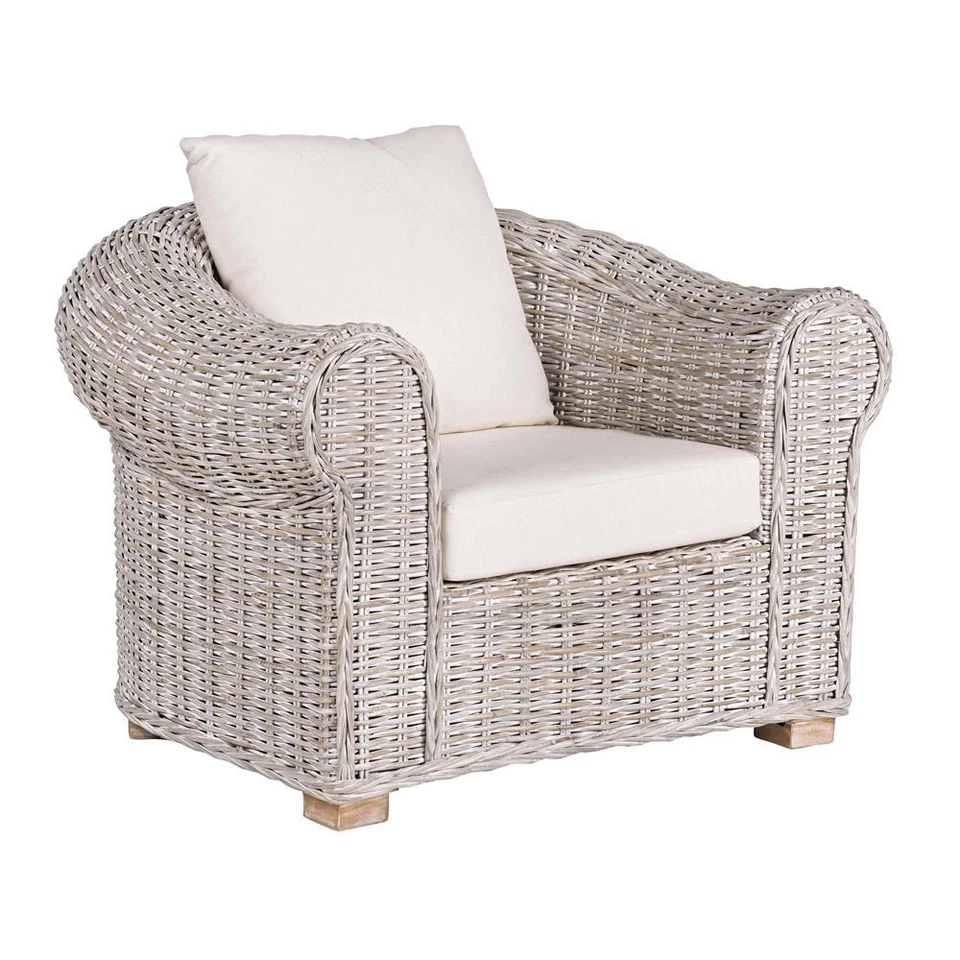 poltrona design rattan vimini etnico moderno poltroncina seduta sedia poltrone - Immagine 1 di 1