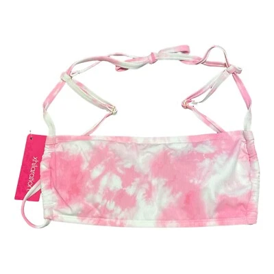 Xhilaration Juniors Pink Ribbed Apron Bralette Bikini Swim Top Size Medium 4/6 - Image 1 of 4