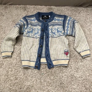 Norlender Pure New Wool Button Up Cardigan Sweater Reindeer Norway Children's 8 - Picture 1 of 7