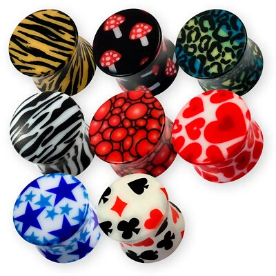 Flesh Plug Ohr Tunnel Acryl Piercing Schmuck Leo Laserprint Double Flared Plug  - Bild 1 von 2