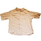 Woman Within Plus 4X Peach Cotton Button Up Shirt Short Sleeve Roll Tab Crinckle