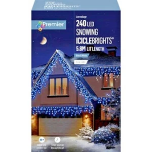 Premier 240 LED Snowing Icicles Multi-Action Xmas Lights Timer-Choice of Colour - Picture 1 of 13