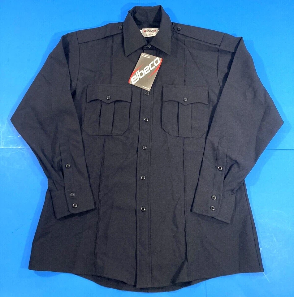 ELBECO MENS TexTrop2 LONG SLEEVE POLYESTER SHIRT 314N DARK NAVY Sz 16 /37
