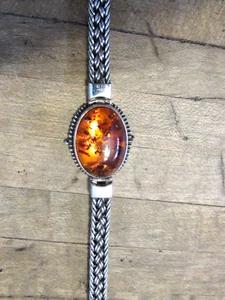 Amber Bracelet with Braided Silver Band - Picture 1 of 10