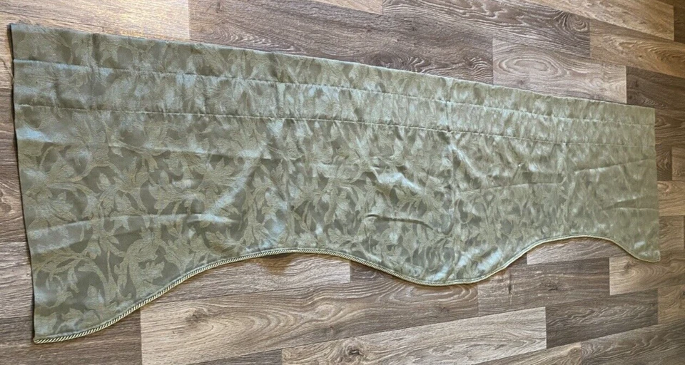 Cenefa ventana 1 centavo festoneada verde sedoso mezcla algodón varilla bolsillo 78"X21" Foto 1 de 4