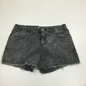 Free People Damen-Shorts Größe W27 grau/schwarz Cord ausgefranster Saum Logo Hardware - Bild 1 von 9