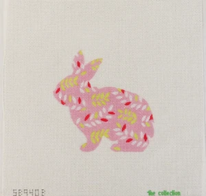 HANDPAINTED NEEDLEPOINT - Pink Floral Bunny by the collections (46) - Picture 1 of 1