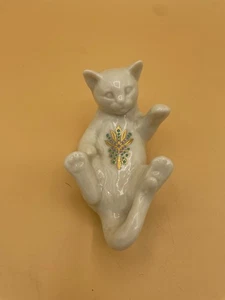 (350) Lenox China Jewels Collection Cat Gold White Lying on Back Vintage 1994 - Picture 1 of 5