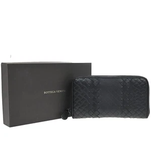 BOTTEGA VENETA Intrecciato Long Zipper Around Wallet Leather Black 65EG120 - Picture 1 of 14
