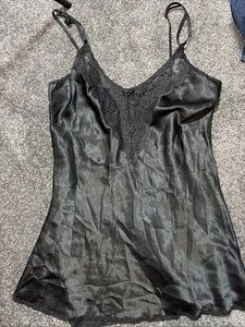 Vintage MAIDENFORM CHANTILLY Black LACE Size 36 Nylon Slip Sleep Polyester - Picture 1 of 6