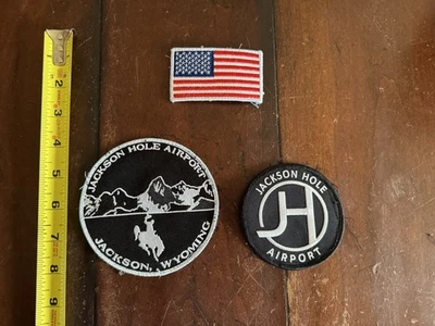Jackson Wy Airport Logo Patch Lot Of 3 Embroidered . US Flag/tsa. - Image 1 of 2