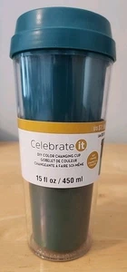 Celebrate It hágalo usted mismo taza de calor que cambia de color con tapa 15 OZ verde nueva con etiquetas - Imagen 1 de 7