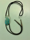 VINTAGE NATIVE AMERICAN STERLING SILVER AND TURQUOISE BOLO TIE