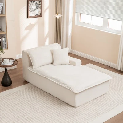 Chaise Lounge Moderno Individual Tapizado con Reposabrazos Izquierdo para Salón Foto 1 de 4