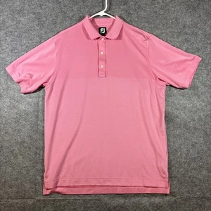 FootJoy Polo Shirt Mens Large Pink White Golf Striped Collared - Picture 1 of 8