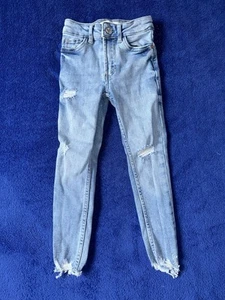 Zara Light Wash Ripped Skinny Jeans Girls Size 6 - Picture 1 of 3