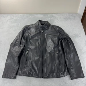 Andrew Marc Men's Size Medium 100% Black Soft Leather Jacket Full Zip AM8A1353 - Picture 1 of 16