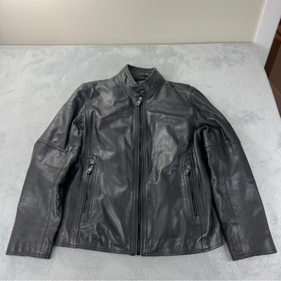 Andrew Marc Men's Size Medium 100% Black Soft Leather Jacket Full Zip AM8A1353 - Image 1 of 4