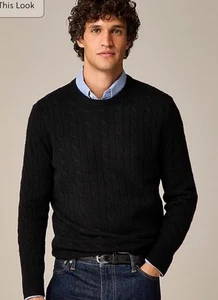 J Crew NWT Men's 100% Cashmere Crewneck Sweater Black Size Large - Picture 1 of 11