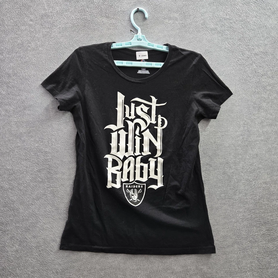 Camisa de mujer Las Vegas Raiders L negra majestuosa logotipo de bebé manga corta Just Win Foto 1 de 4