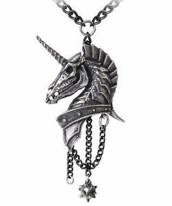 Alchemy Gothic Geistalon Armored Unicorn Skull Pendant Chains Morning Star P751 - Picture 1 of 5