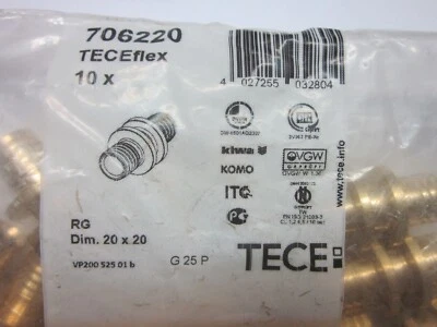 10x TECEflex 706220 RG Kupplung 20x20 Rotguss Fitting TECE Rohrverbinder 20 - Bild 1 von 4
