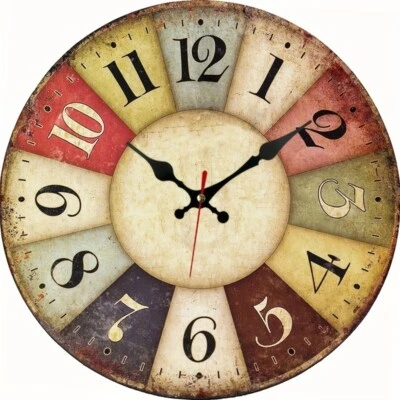 Vintage European Style Stressed - Silent Wall Clock - Large Numerals, MDF , 30cm - Image 1 of 3