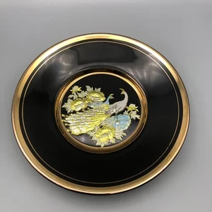 The Art Of Chokin Peacock Design Porcelain Plate 24k Gold Rim 7.5'' Approx - Picture 1 of 6