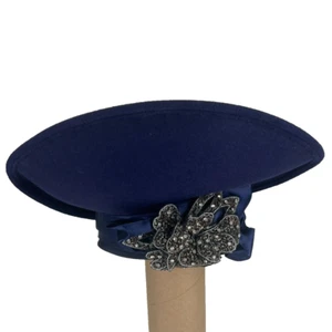 Louise Green Amethyst Purple Felt HAT w/ Black Embellishment Band Wide Brim - Picture 1 of 23