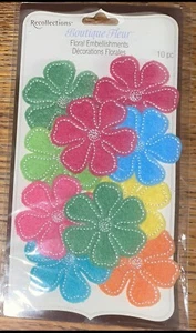 Recollections Floral Embellishments Boutiqie Fleur Felt Flowers 10pc Scrapbook - Picture 1 of 5