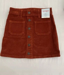 Cat & Jack Dark Orange Snap Front Corduroy Adjustable Waist Skirts Size L 10/12 - Picture 1 of 6