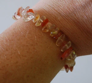 CITRIN & KARNEOL KRISTALL HEILCHIP ARMBAND + GRATIS CITRIN TROMMELSTEIN - Bild 1 von 4