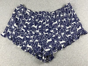 Pantalones Cortos de Pijama Adore Me para Mujer 1X Azul Marino Blanco Ciervos Dobladillo con Volantes Cintura Elástica - Imagen 1 de 14