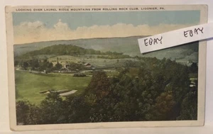1927 LIGONIER PA. LOOKING OVER LAUREL RIDGE FROM ROLLING ROCK CLUB RARE POSTCARD - Picture 1 of 2