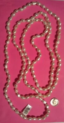 Collar sin fin de 60" de perlas cultivadas blancas de forma libre de agua dulce *OFERTA * Foto 1 de 4