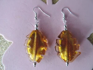 Nice Brown Murano Earrings 4.3 Cm. Long + Hooks - Picture 1 of 4