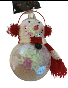 Glitter Snowman Ornaments Robert Stanley Hand Blown Glass Ornament NWT - Picture 1 of 3