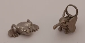 lot of 2 handmade Pewter Frog Elephant Charm - Picture 1 of 6