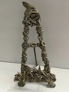 Easel Art Plate Beautiful 10” Pewter Hummingbird-Flowers Picture Display Stand - Picture 1 of 6