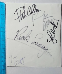Def Leppard Signed cut 80s LINEUP Steve Clark signed +Elliot Savage Collen Allen - Picture 1 of 8