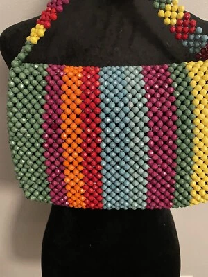 Bolso Bandolera Cynthia Rowley Cuentas Mujer Multicolor Rayas Arte Para Usar Boho Foto 1 de 4