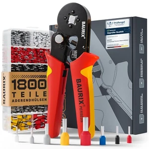 BAURIX® Vierkant Crimpzange 0,25-10mm² + 1800 Aderendhülsen, Presszange - Bild 1 von 8